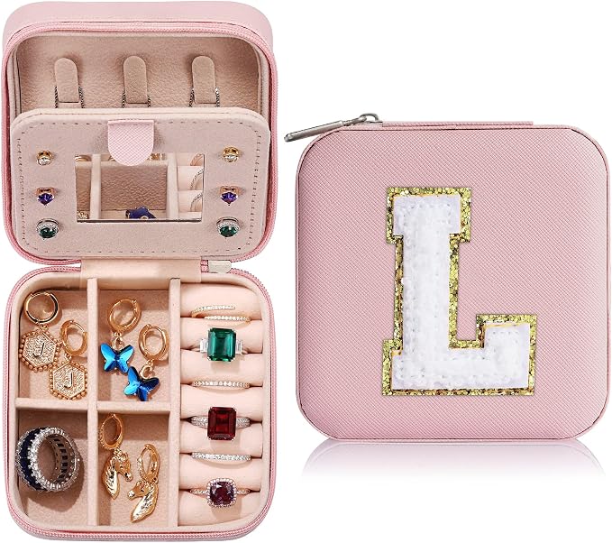 Parima Teen Room Decor for Girls - Pink Initial Jewelry Holder Organizer, Birthday Gifts for Girls Teens Friends Women Jewelry Box for New Home Gifts, Cute Stuffs for Decor Your Room - Letter L, Pink by PARIMA