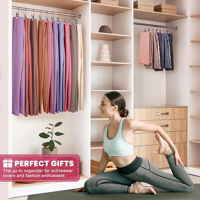 50 Pack Pants Hangers with Clip,Legging Organizer for Closet Hanging, Space Saving Yoga Pants Hangers Clip Hanger Wardrobe Organization,Closet Organizers and Storage for Jeans,Shorts,Skirts,Hats-Pink - Image 2