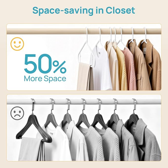 Vtopmart 20 Pack Plastic Clothes Hangers, 16.7in Standard StackFit Hangers for T-Shirt, Coats, Jackets, Sweaters, Non-Slip Slim Hanger with Hooks, Space-Saving in Closet, Durable Clothes Organizers - Image 4