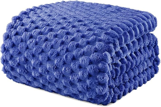 Exclusivo Mezcla Fleece Queen Blanket for Bed, Extra Large Fuzzy Cobalt Blue Bed Blankets, Soft Cozy Plush Sofa Throws for All Seasons, 90x90 Inches