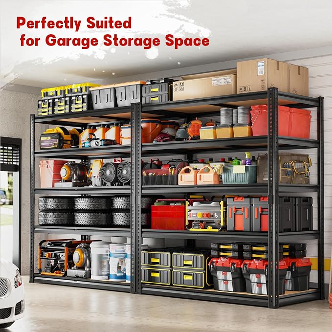 ROOMFAVE 40" W Garage Shelving 2300LBS Storage Shelves Adjustable Metal Shelving 5 Tier Garage Utility Rack Shelf for Warehouse, Pantry, Closet, Kitchen 72.2" H x 40" W x 20" D, Black,Gift - Image 6