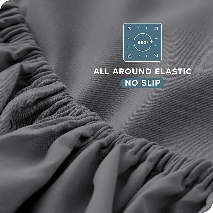Bare Home Full Sheet Set - 1800 Ultra-Soft Microfiber Full Bed Sheets - Double Brushed - Deep Pockets - Easy Fit - 4 Piece Set - Bedding Sheets & Pillowcases (Full, Grey)