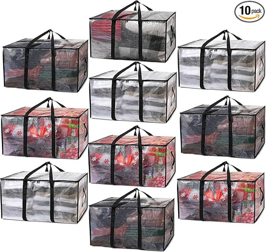 ClearSpace Oversized Moving Bags or Storage Bag – Large Moving Boxes with Backpack Straps, Zippers & Handles – Heavy-Duty Packing Bags for Moving, College Dorm, Christmas Decorations, 10 Pack
