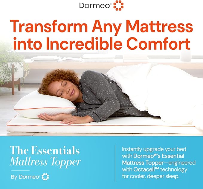 Dormeo The Essentials Mattress Topper, King, 2-Inch with Octacell Technology, Plush Comfort, Breathable, Cooling Foam Mattress