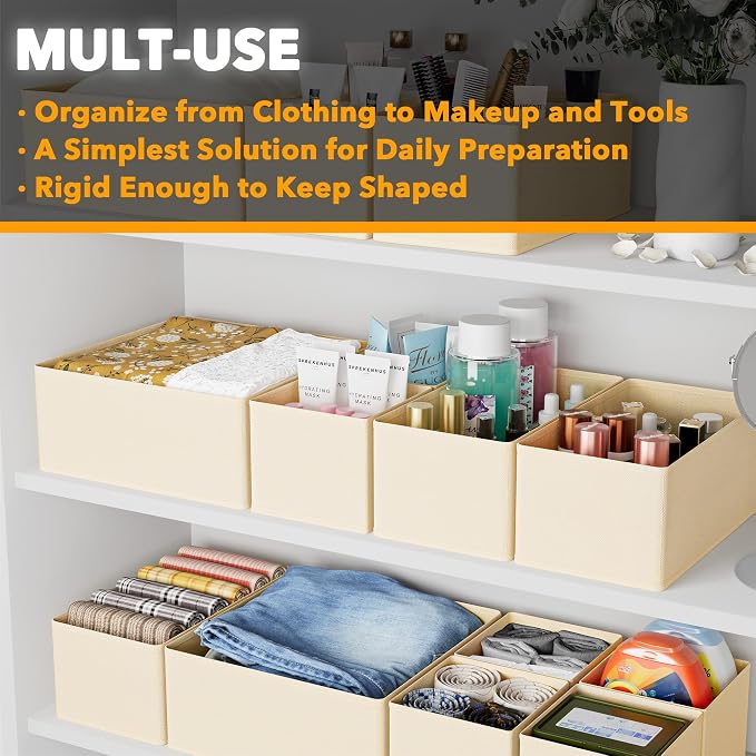SpaceAid Drawer Organizer Clothes, 12 Pack Dresser Organizer Bins for Nursery, Closet Organization and Storage Dividers for Clothing, Baby Clothes, Underwears, Socks (Beige) - Image 4