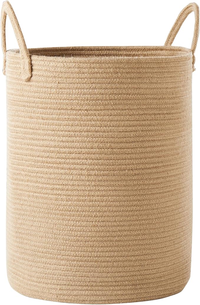 60L Jute Woven Laundry Hamper Basket Wicker Rope Clothes Hamper Tall Rattan Blanket Basket in Living Room Bedroom 15Dx20H Inches Large - Image 8