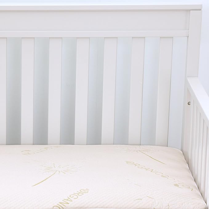 Sealy Baby Healthy Grow Plush Fitted Waterproof Infant Crib Mattress Protector Pad and Toddler Bed Cover, Organic Cotton and PolyBlend Top, Machine Washable and Dryer Friendly, 52” x 28”- White