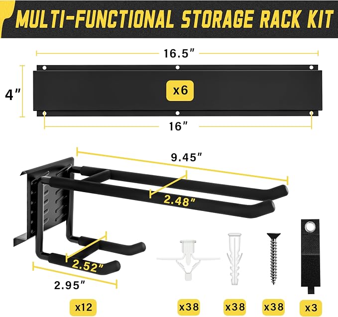 klasit Garage Wall Organizer,21Pack Carries 1200 lbs,Garden Tool Organizer 99in With Large Storage Space,Easy Assembly, Sturdy Design,for Efficient Tool Storage Garage Organization - Image 4