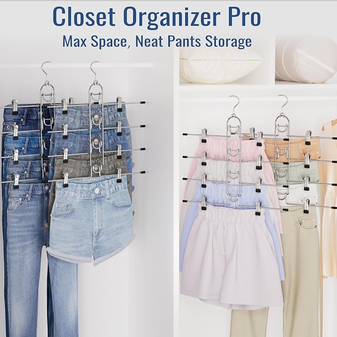 Pants Hangers With Clips, Newly Upgraded Detachable Space Saving Hangers for Skirts, Shorts & Trousers with Non slip clip,Heavy Duty Skirt Hangers - Hanging Closet Organizer And Storage,Patent Pending - Image 7