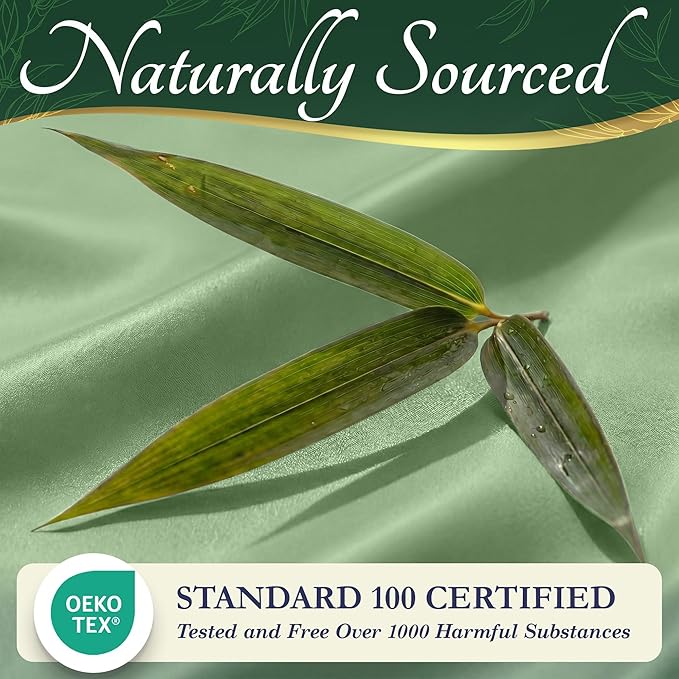 DECOLURE 100% Viscose Derived from Bamboo Sheets Full Size - Luxury 6 Pc Naturally Cooling Sheets, Ultra Soft Bed Set - Deep 17" Pockets, Durable Double Stitching, Oeko Tex Standard (Sage Green)