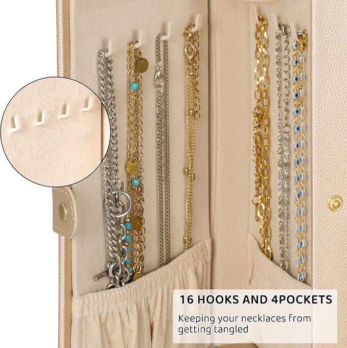 AKOZLIN 6-Tier Jewelry Box Lockable Leather Jewelry Storage Case with 5 Drawers for Women Girls Ring Necklace Earring Bracelet Holder Organizer with Mirror - Image 7
