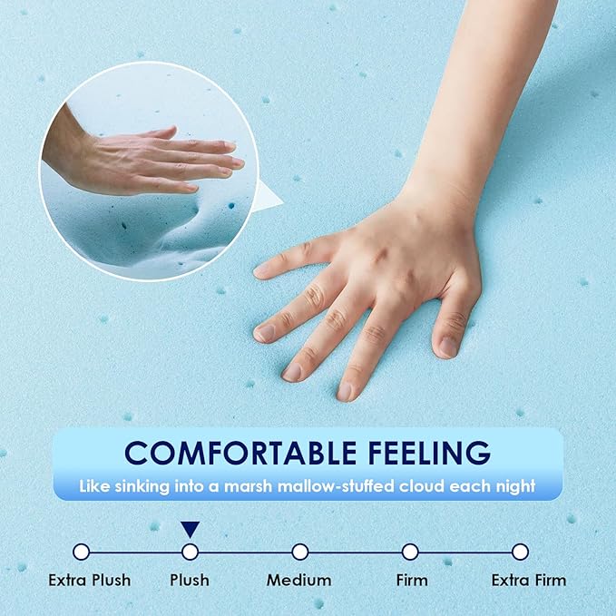 PayLessHere 2 Inch Gel Memory Foam Mattress Topper/Gel Infused Mattress Topper/CertiPUR-US Certified/Easy to Clean, (King)