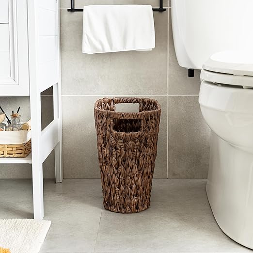 GRANNY SAYS Wicker Waste Basket, Waterproof Bathroom Trash Can, Bedroom Can, Durable Wastebasket with Handles, 19 Liters/5 Gallons - Image 4