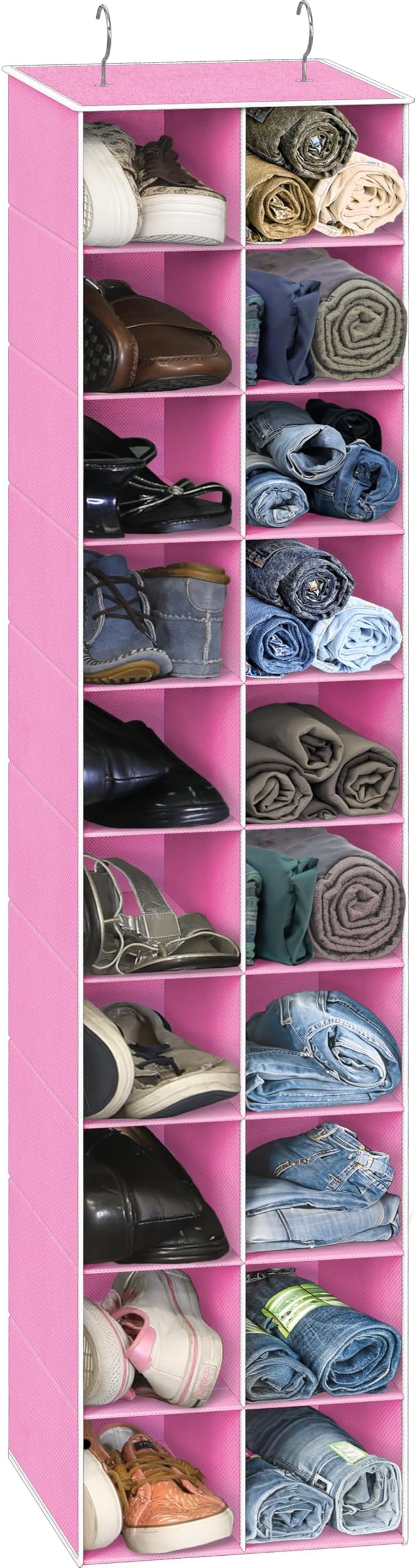 Simple Houseware 20 Section Shelves Hanging Shoes Organizer Holder for Closet, Pink by SimpleHouseware