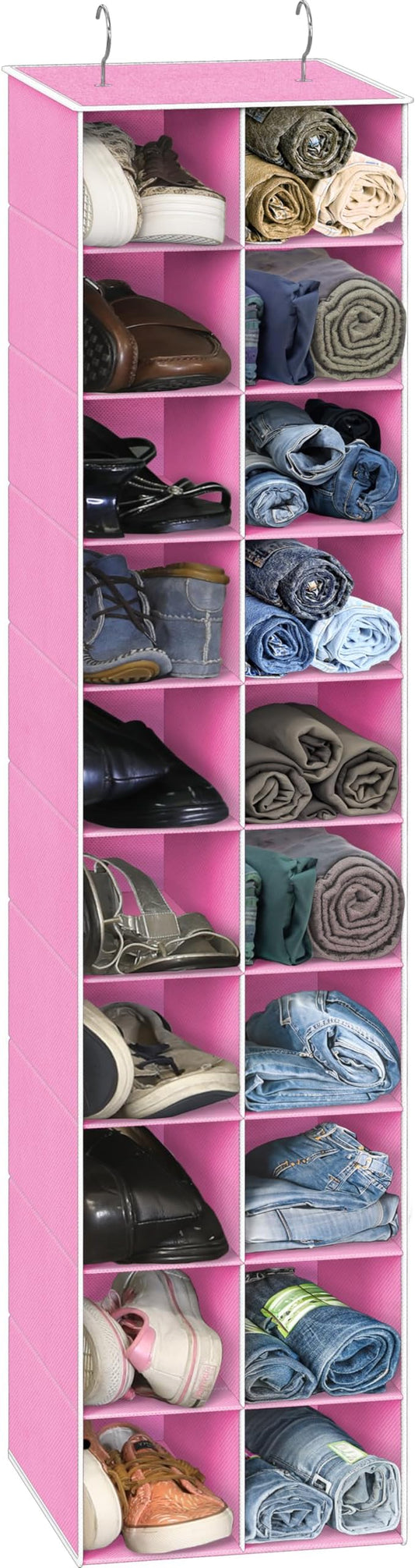Simple Houseware 20 Section Shelves Hanging Shoes Organizer Holder for Closet, Pink by SimpleHouseware