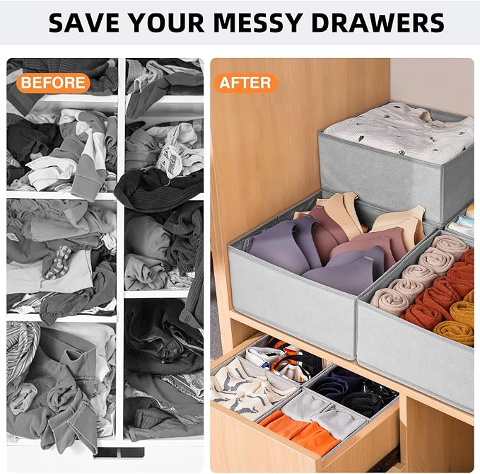 【FAMILY PACK】Drawer Organizer Clothes, 20 Pack Dresser Organizer Bins for Baby Clothes - Underwear Bra Sock Organizer - Fabric Closet Organization and Storage Dividers for Nursery Bedroom Dorm - Image 7