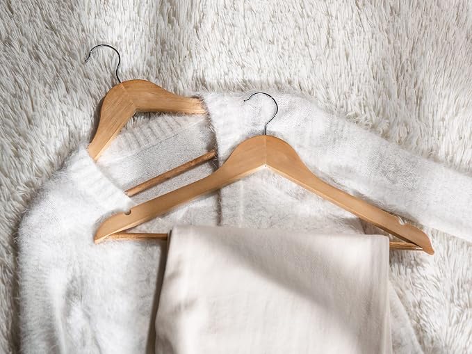 StorageWorks Wooden Hangers 20 Pack, Wood Coat Hangers for Closet, Heavy Duty Clothes Hangers for Suits, Shirts, Pants, Jackets, Natural Wood Color - Image 2