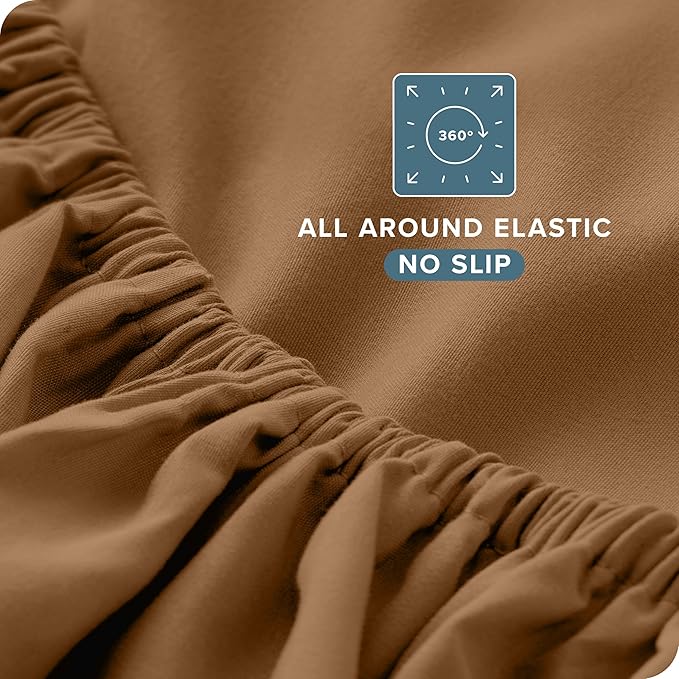Bare Home Twin Sheet Set - 1800 Ultra-Soft Microfiber Twin Bed Sheets - Double Brushed - Deep Pockets - Easy Fit - 3 Piece Set - Bedding Sheets & Pillowcases (Twin, Caramel)