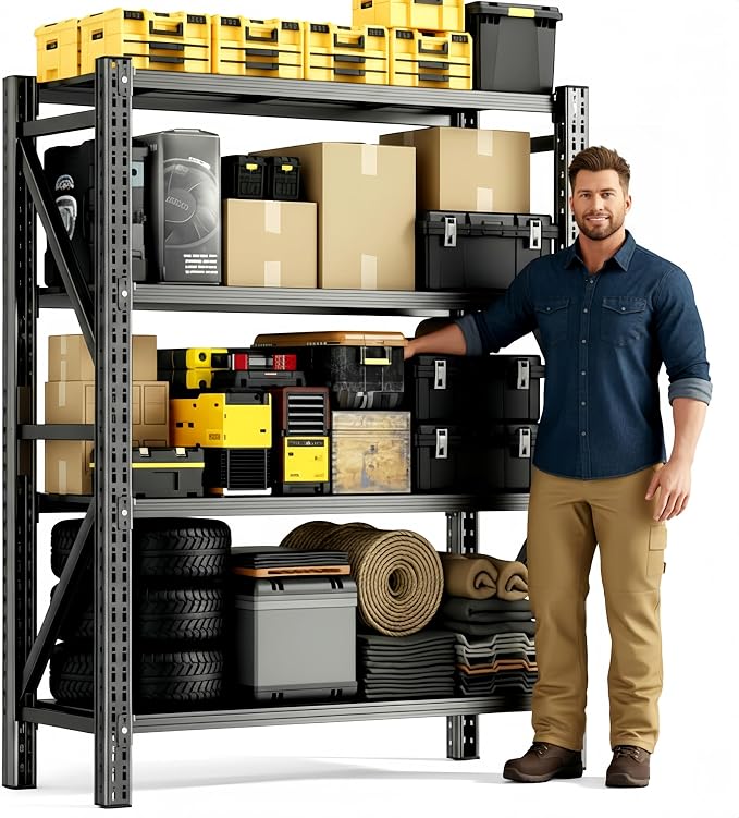 Heavy Duty Garage Shelving, 36" W x 16" D x 71" H, 3000 LBS Capacity, 4-Tier Adjustable Metal Storage Shelves, Reinforced Steel Storage Rack for Garage, Basement, Utility Room by gotbble