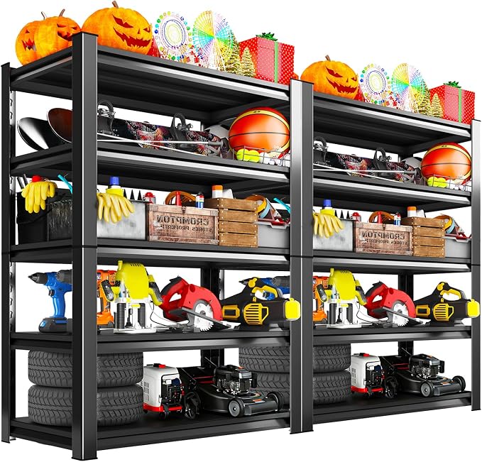 Garage Storage Shelves 5-Tier,Garage Storage System Shelves Adjustable,Storage Shelving for Basement,Pantry,Kitchen,Warehouse (2, 72" H x 35.55" W x 16" D) by LBVSKKSteelProducts
