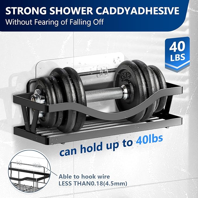 9-Pack Shower Caddy Adhesive Replacement, Transparent Adhesive Hooks Stickers, Strong Hook Strip for Shower Caddy Basket Shelf, Soap Holder, Bathroom Storage Corner Shelves, Kitchen Racks - Image 2