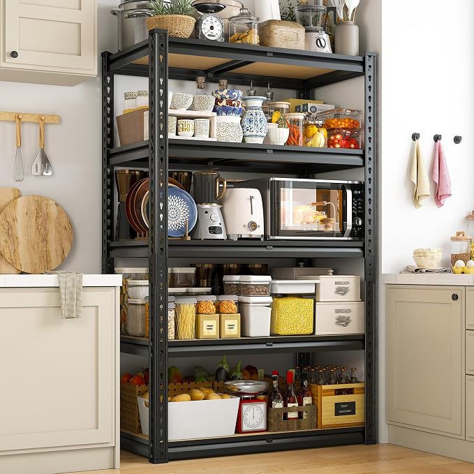 REIBII Storage Shelves 2020LBS Garage Shelving Heavy Duty Metal Shelving 5 Tier Metal Shelf for Garage Pantry Closet Kitchen Basement 28" W x 12" D x 59.8" H, 4 Pack - Image 2