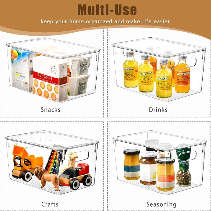 12 Pack Clear Storage Bins with Lids, 7 Quart Stackable Storage Boxes for Storage and Organization, Plastic Storage Containers with Lids, Plastic Bins with Handles for Office, Bedroom, Study Room - Image 8