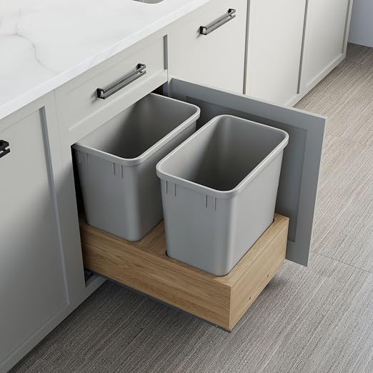 Dowell Double 35Qt Undermount Trash Pull-Out Waste Container with Full Extension Soft-Close Slides, Bottom Mounted, Face Frame/Frameless Min. Cabinet Opening: 15-1/2 Inch Wide-4008 0218 35 - Image 3