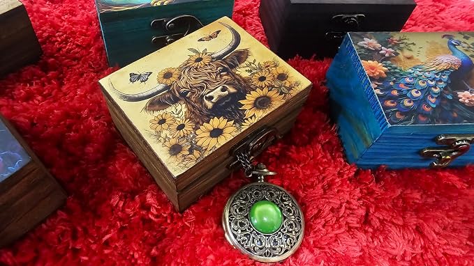 Trinket Box Small Jewelry Keepsake Box | Earrings Necklace Storage Box for Girls Women | Gift Idea Valentine's Day, Birthday Christmas, Weddings, Animals Ornaments for Home Décor (Highland Cow) - Image 2