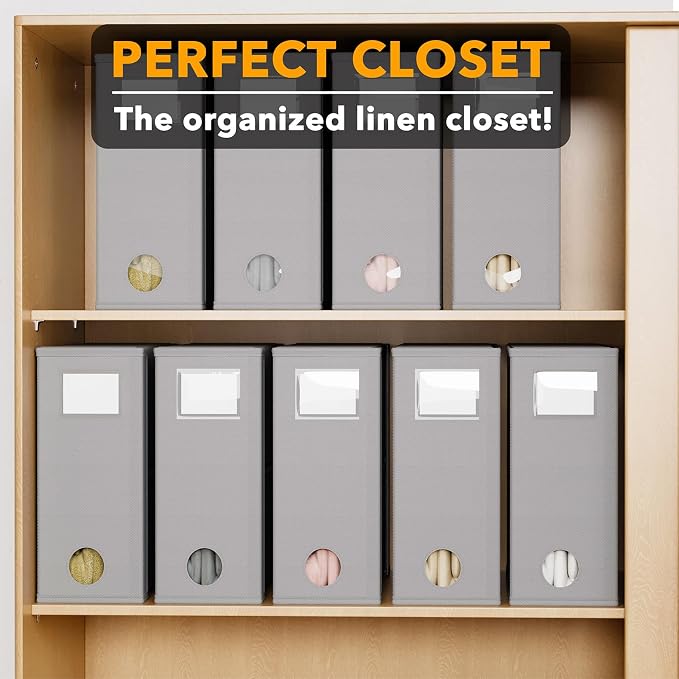 SpaceAid 9 Pack Bed Sheet Organizers and Storage, Foldable Sheet Organizer with Window for Linen Closet, Set Folder Keeper for Queen & King Size Bedding Storage (Gray) - Image 5