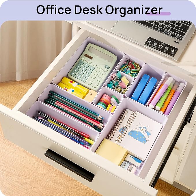 Vtopmart 25 PCS Plastic Drawer Organizers Set, 4-Size Versatile Bathroom and Vanity Drawer Organizer Trays, Storage Bins for Makeup, Bedroom, Kitchen Gadgets Utensils and Office - Image 6
