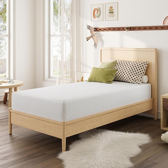 MLILY Twin Mattress in a Box, 10 inch Mattresses for Kids Bed Single Size Daybed Individual Bunk, Green Tea Memory Foam Medium Firm