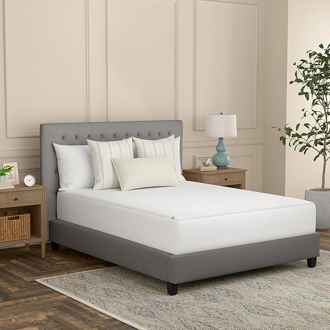 Sealy Complete Protection Waterproof Stain Protection Soft Comfort Top PerfectGrip Stretch Sidewalls Machine Washable Fitted Mattress Protector, Full Size, White