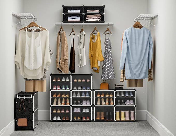 HOMIDEC Shoe Rack, 4 Tier Shoe Storage Cabinet 16 Pair Plastic Shoe Shelves Organizer for Closet Hallway Bedroom Entryway Black - Image 6
