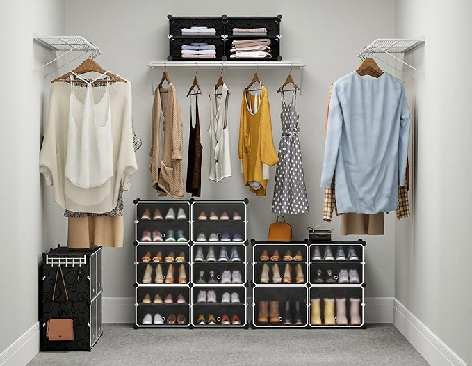 HOMIDEC Shoe Rack Organizer, 6 Tier Storage Cabinet 24 Pair Plastic Shoe Shelves for Closet Hallway Bedroom Entryway - Image 6