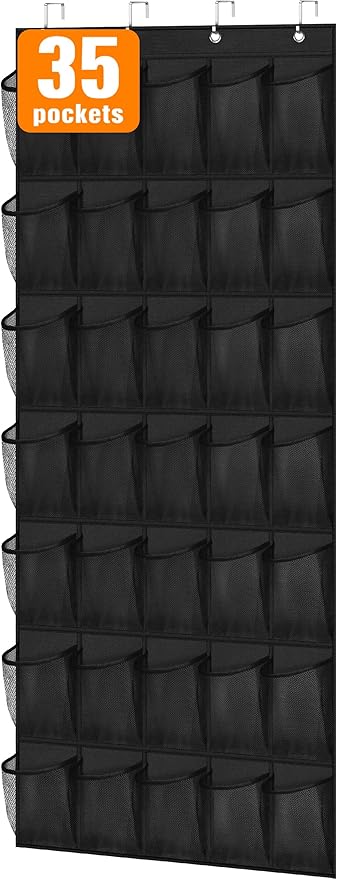 MISSLO 35 Large Pockets Over the Door Shoe Rack for Door Sturdy Oxford Over the Door Shoe Organizer Closet Hanging Shoe Holder Hanger by MISSLO