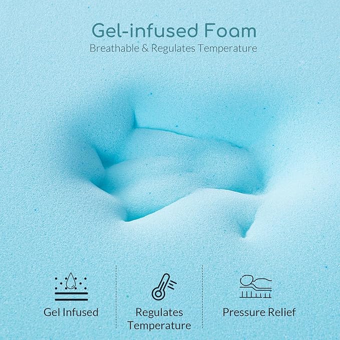 YOYOMAX Memory Foam Mattress Topper, 3 Inch Queen Size Gel Infused Cooling & Ventilated Memory Foam with Removable Washable Cover for Plush Comfort, CertiPUR-US Certified, 80"x60"x3"