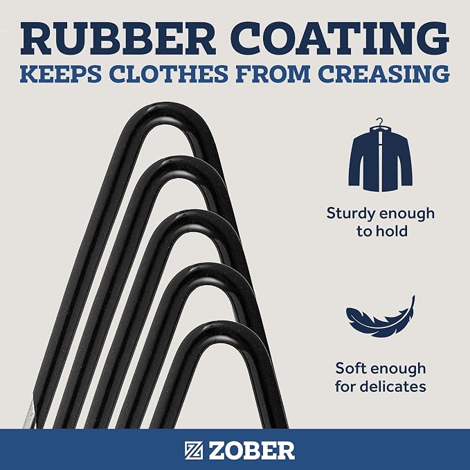 Zober Pants Hangers Non Slip - Open Ended Pants and Jean Hangers for Closet - Space Saving Clothes Hanger - Strong, Durable, Metal Pant Hangers (Black) - Image 5