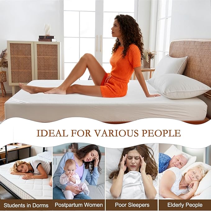 YOUR MOON Natural Wool Mattress Pad Queen – 200GSM Organic Australian Wool Mattress Topper, Quilted Fitted Mattress Bed Cover with 16" Deep Pocket, Hypoallergenic Cotton Cover (White)