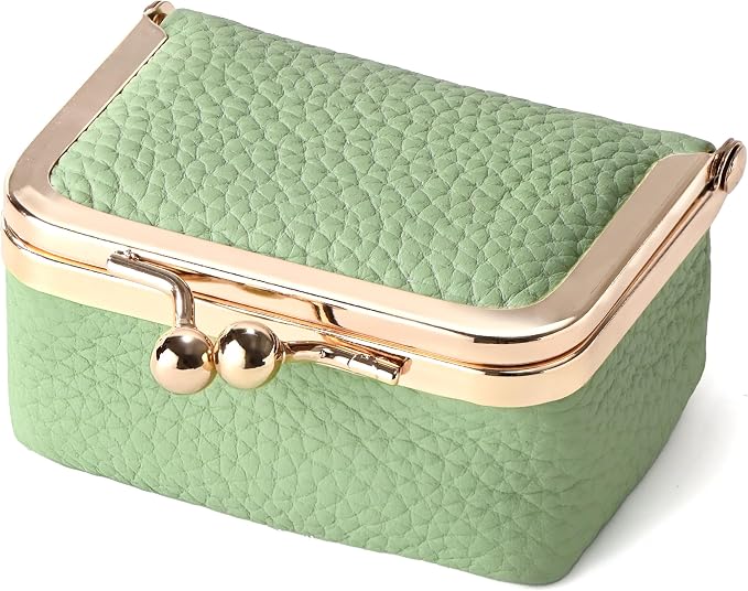 Zivyes Mini Jewelry Box Travel Small Coin Purse Organizer Case Genuine Leather Tiny Size (B-green) by Zivyes