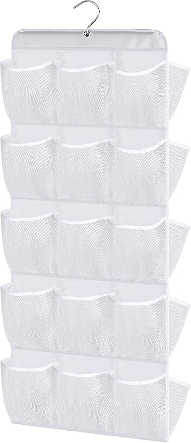 MISSLO 30 Large Pockets Dual Sided Hanging Baby Shoe Organizer for Closet with Rotating Hanger Hanging Shoe Shelves, White by MISSLO