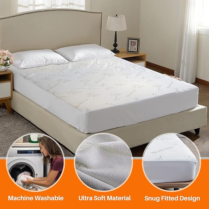 Cheer Collection Bamboo Mattress Protector - Highly Absorbent 100% Waterproof Incontinence Pad for Elderly Adults, Children and Pets - Twin
