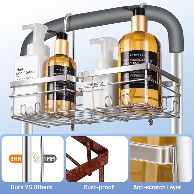 YUOROS Shower Caddy Hanging, 304 Stainless Steel Shower Organizer Rack for Shower Chair Bench for Elderly Seniors Disabled Handicap - Image 5