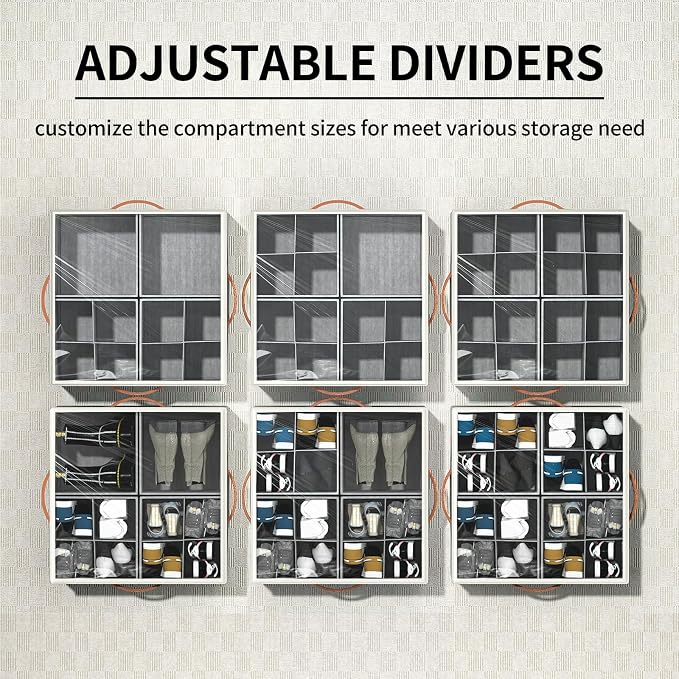 Aokeyee Shoe Organizer for Closet,2 Pack Foldable Shoe Storage Organizer Box Bin with Adjustable Dividers and Clear Cover, Fits up to 16-32 Pairs - Image 2