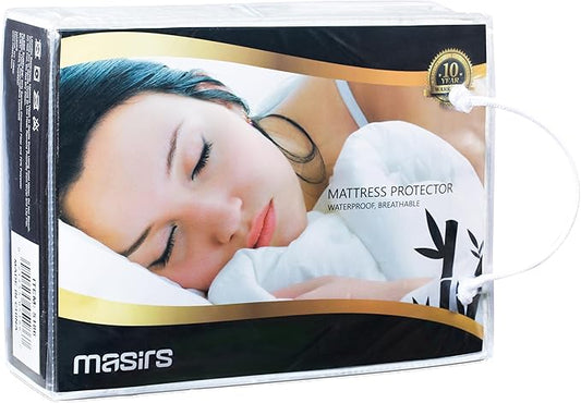 Masirs Waterproof Mattress Protector - Thick and Soft Quilted Fabric Will Give You a Comfortable, Quiet and Cool Night Sleep. Quality Fabric That is Durable and Machine Wash Really Well. (King Size)
