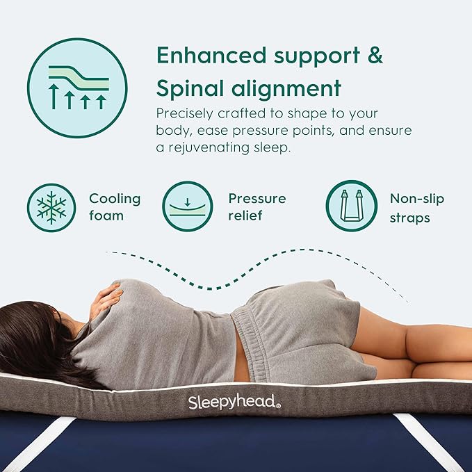 Sleepyhead Full 3 Inch Mattress Topper for College Dorm Beds, Cooling Gel Memory Foam, Pressure-Relieving Comfort, Removable Washable Cover, CertiPUR-US® Certified (Full 3")