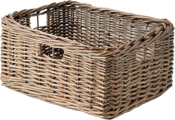 StorageWorks Pantry Baskets, Willow Storage Baskets for Organizing, Shelves, Pantry Organizers and Storage, Brown, 16 ½"L x 13"W x 7 ½"H by StorageWorks