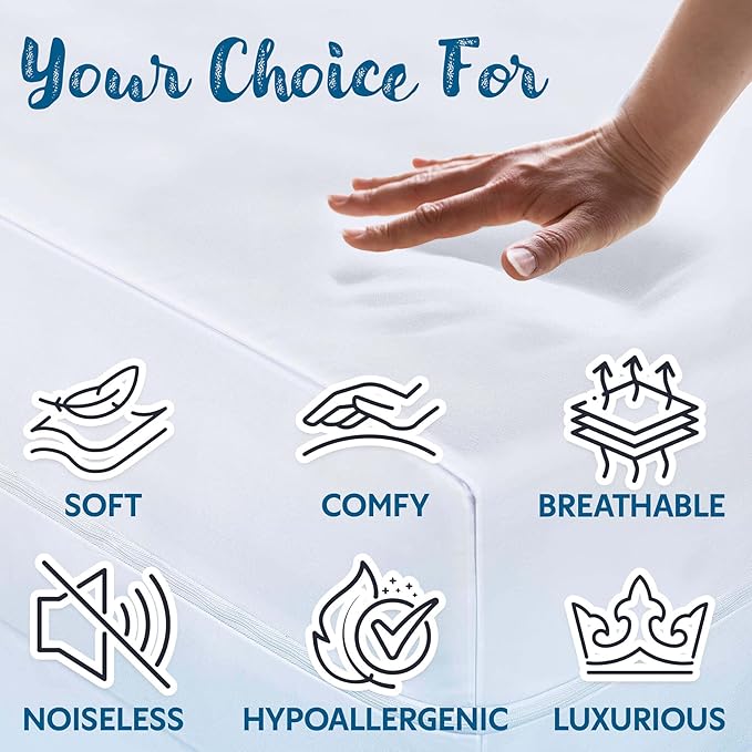 Guardmax Jersey Knitted Sleeper Sofa Size Mattress Protector - Waterproof & Dust Mite Proof Mattress Cover with Stretchable Pockets - Soft, Comfortable, & Noiseless Waterproof Fitted Sheet (60x72x5)