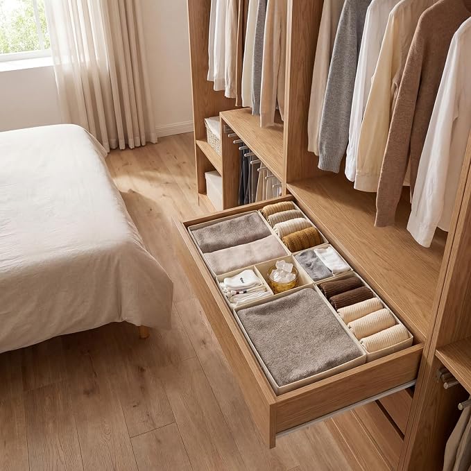 GRANNY SAYS Drawer Organizer Clothes, 6 Pack Dresser Organizer Bins for Nursery, Closet Organization and Storage Dividers for Clothing, Baby Clothes, Underwears, Beige - Image 6