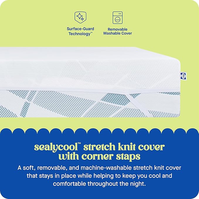 Sealy Dreamlife 3” Gel Memory Foam Twin XL Mattress Topper with Cooling Cover, SealyComfort Gel Foam, SealyCool Stretch Knit Cover with Corner Straps